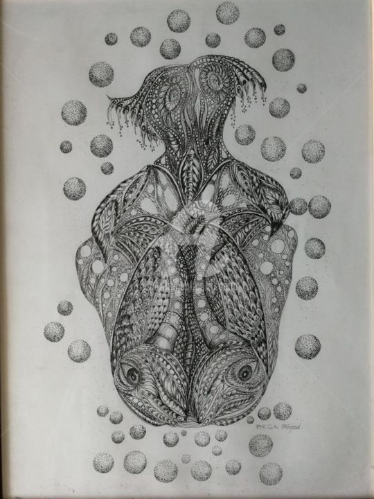 Zeichnungen mit dem Titel "Océane ©" von Bega, Original-Kunstwerk, Tinte