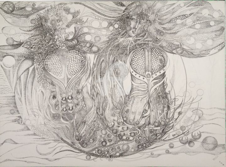 Drawing titled "Hydra ©" by Bega, Original Artwork, Ink