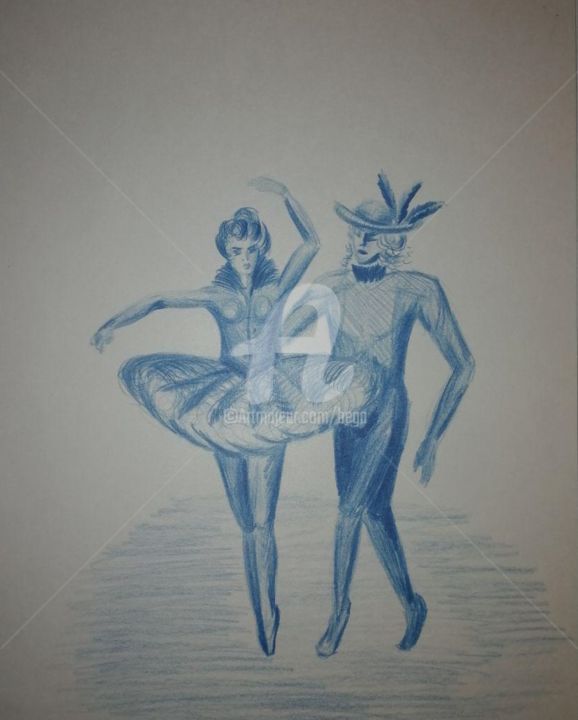 Dessin intitulée "Le Couple Royal ©" par Bega, Œuvre d'art originale, Crayon