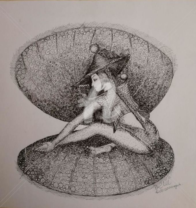 Σχέδιο με τίτλο "La Perle ©" από Bega, Αυθεντικά έργα τέχνης, Μελάνι