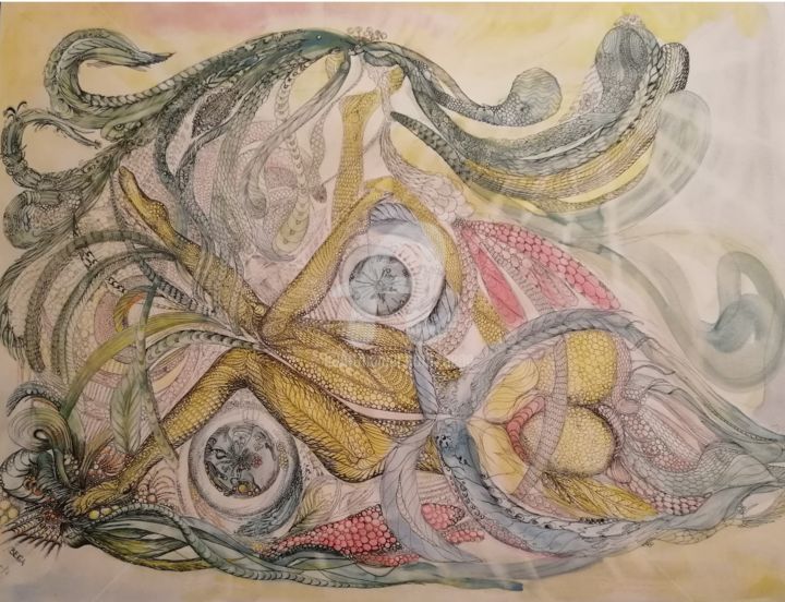 Dessin intitulée "L'épopée marine ©" par Bega, Œuvre d'art originale, Encre
