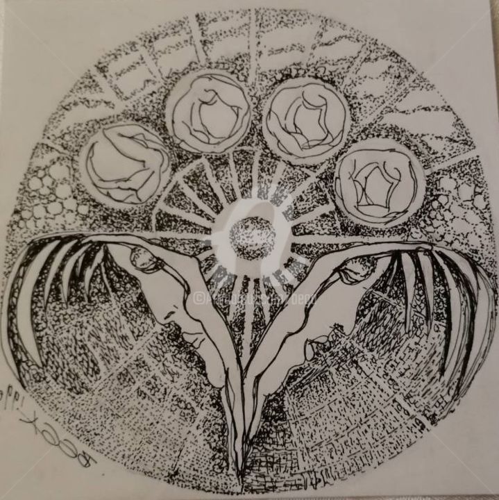 Drawing titled "Le Système solaire…" by Bega, Original Artwork, Ink