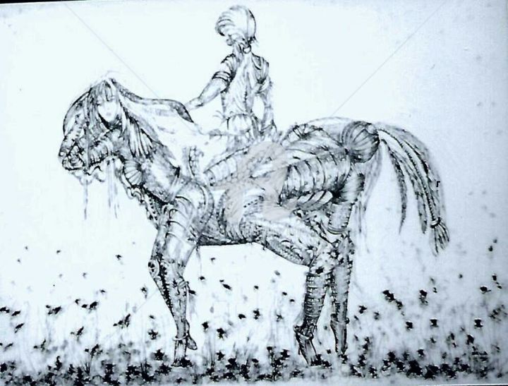 Drawing titled "Trésor ©" by Bega, Original Artwork, Ink