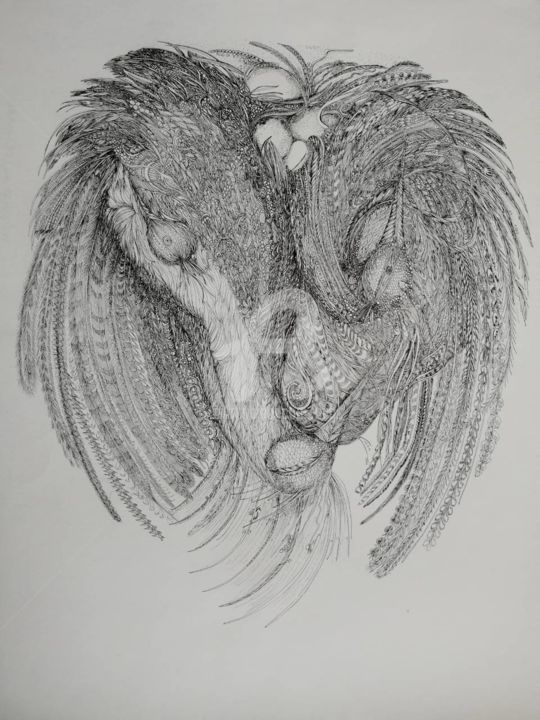 Disegno intitolato "Poney  ©" da Bega, Opera d'arte originale, Inchiostro