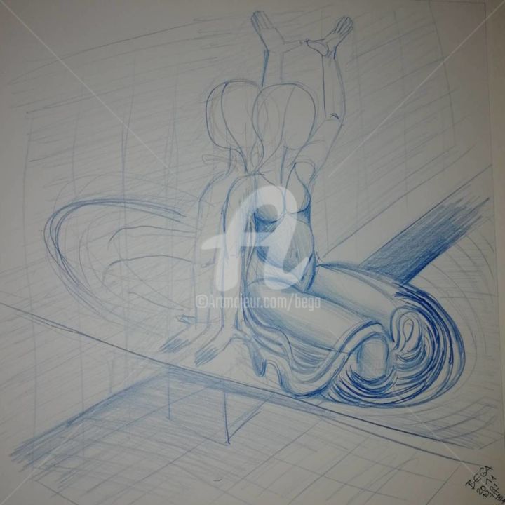 Drawing titled "MIROIR 2011 ©" by Bega, Original Artwork, Pencil
