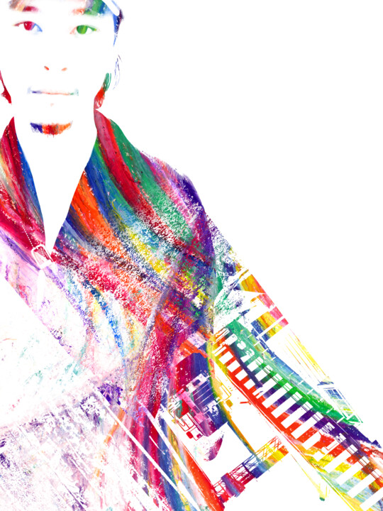 Digitale Kunst getiteld "コンクリート工場と佇む人" door Bai Xi Jian Zi Mayuko Utanishi, Origineel Kunstwerk, Digitaal Schilderwerk