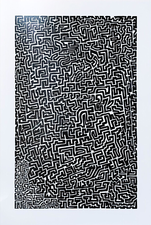 Painting titled "Theseus Labyrinth" by Bek Ali (Bekmade), Original Artwork, Marker