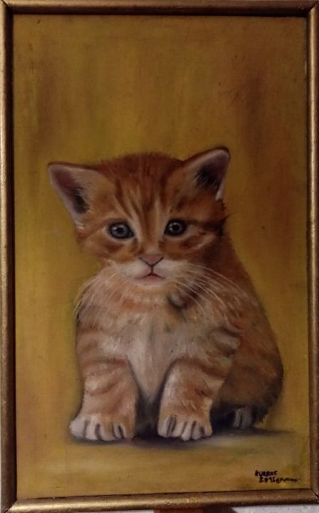 Peinture intitulée "Le chat" par Korbas Bekhouche, Œuvre d'art originale, Huile