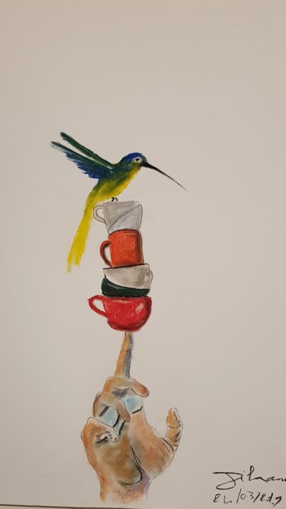 「Unbalanced balance.…」というタイトルの描画 Jihane Bekkaouiによって, オリジナルのアートワーク, 水彩画