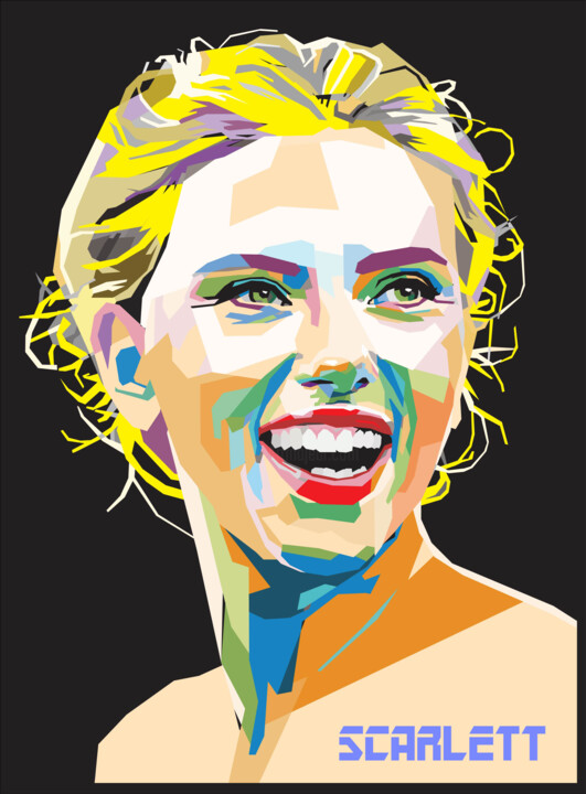 Arts numériques intitulée "Scarlett Johansson" par Bela Kovacs, Œuvre d'art originale, Travail numérique 2D