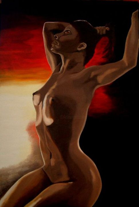 Painting titled "Nubian Lady" by Luc Moreau, Original Artwork, Oil