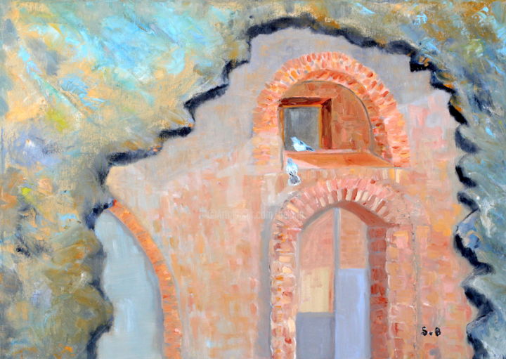 Painting titled "Jaffo dream" by Svetlana Belenkin, Original Artwork, Oil Mounted on Wood Stretcher frame