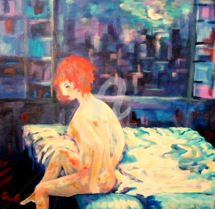 Painting titled "Insomnia" by Svetlana Belenkin, Original Artwork, Acrylic Mounted on Wood Stretcher frame