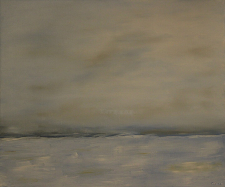 Peinture intitulée "La mer en hiver" par Belas, Œuvre d'art originale, Huile