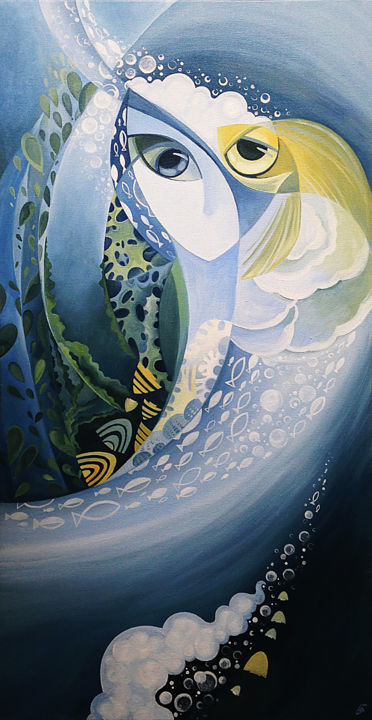 Painting titled "Water" by Yulia Belasla, Original Artwork, Oil