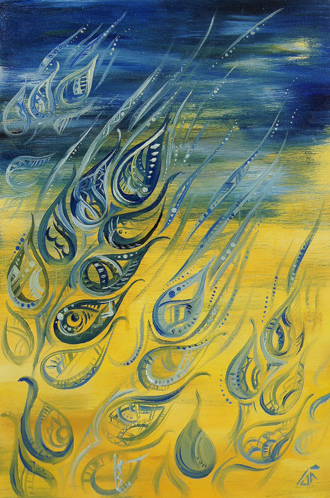 Картина под названием "The melody of the n…" - Yulia Belasla, Подлинное произведение искусства, Масло