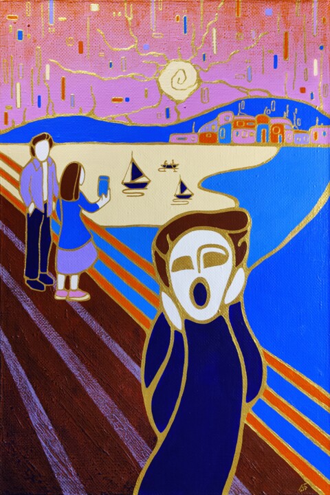 Картина под названием "SCREAM AT SUNSET. I…" - Yulia Belasla, Подлинное произведение искусства, Акрил