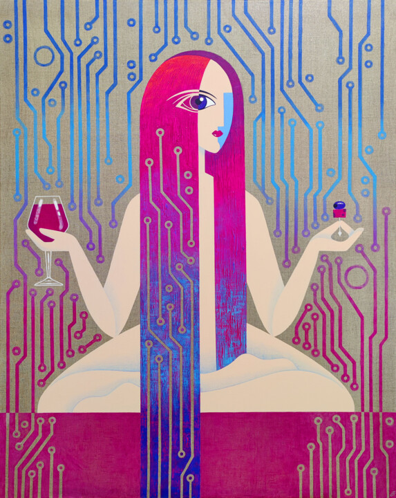 Картина под названием "Found Zen" - Yulia Belasla, Подлинное произведение искусства, Акрил