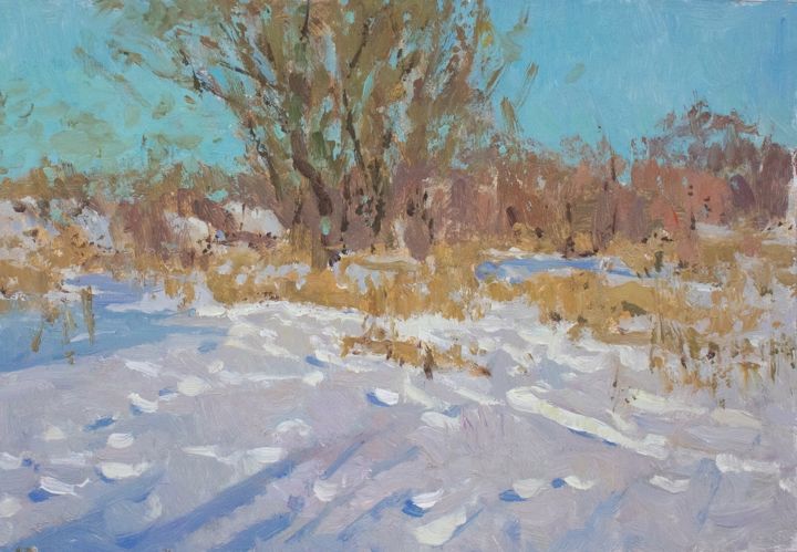 Painting titled "Sunny day. Winter" by Ekaterina Belaia, Original Artwork, Oil
