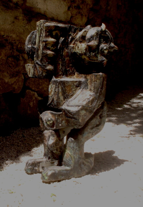 Sculpture intitulée "Guerrier#1" par Belfeygor, Œuvre d'art originale, Bois