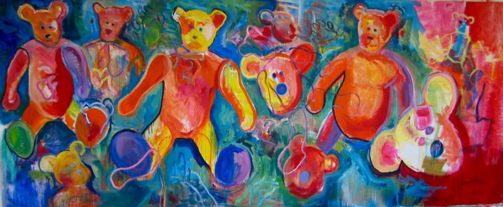 Peinture intitulée "Bear World" par Belgianbear, Œuvre d'art originale, Acrylique