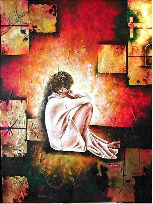 Картина под названием "Silencio" - Belinda Flores-Shinshillas, Подлинное произведение искусства