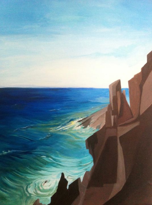 Peinture intitulée "falaises-du-portuga…" par Beline Loeb, Œuvre d'art originale, Acrylique