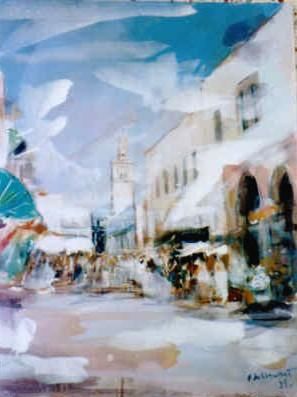 Painting titled "el halfaouin tunis" by Abdelkader Belkhorissat, Original Artwork