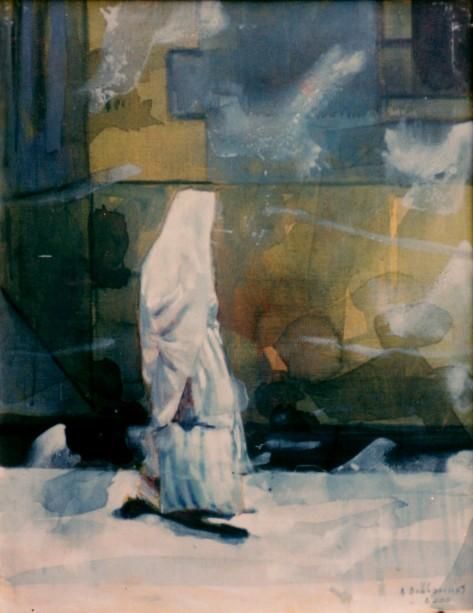 Painting titled "femme de tlemcen" by Abdelkader Belkhorissat, Original Artwork
