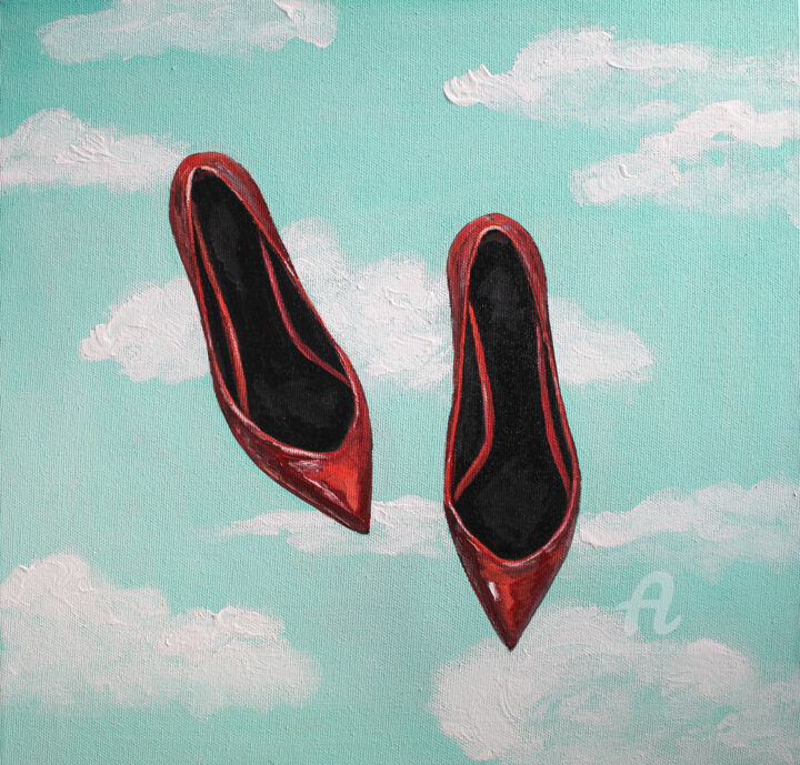 Картина под названием "Flying heels" - Ok Belkina, Подлинное произведение искусства, Акрил