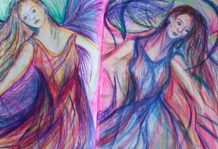 Картина под названием "Les danseuses" - Andrea Schimböck-Marock, Подлинное произведение искусства