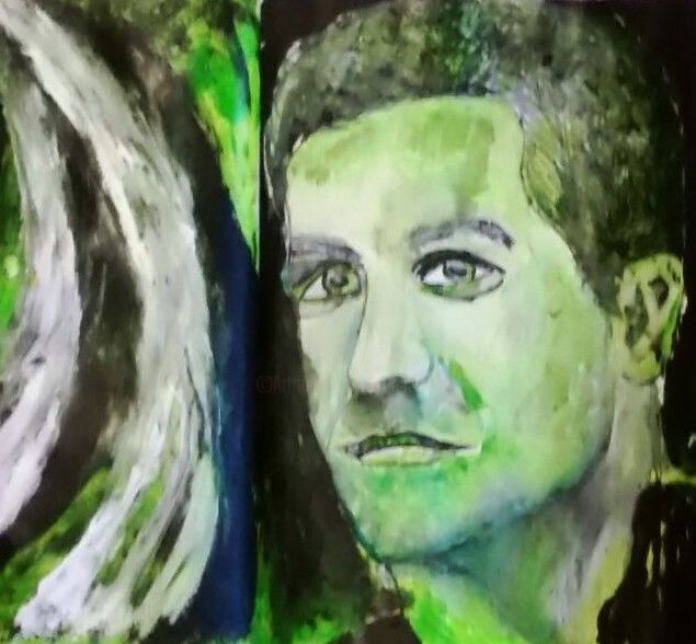 Картина под названием "L'homme en vert" - Andrea Schimböck-Marock, Подлинное произведение искусства