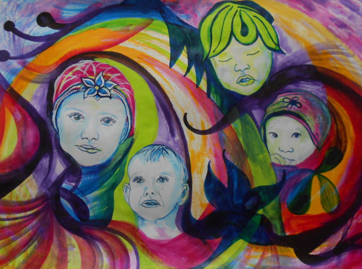Malerei mit dem Titel "Bambini" von Andrea Schimböck-Marock, Original-Kunstwerk, Acryl