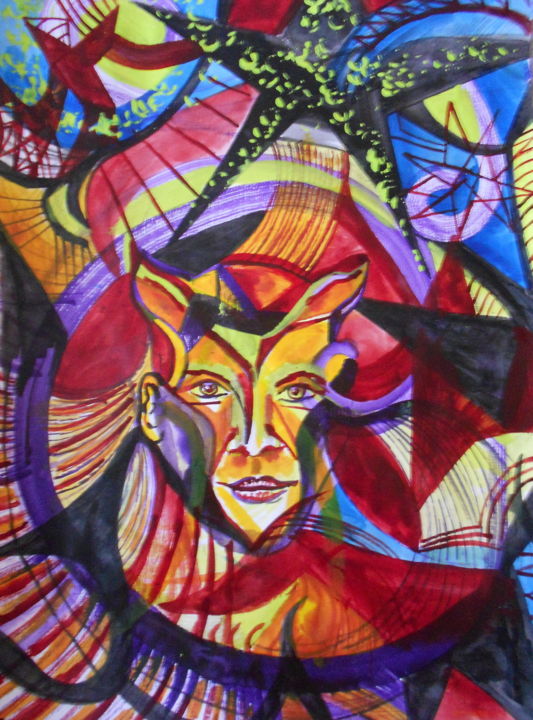 Painting titled "La bestia umana" by Andrea Schimböck-Marock, Original Artwork, Acrylic