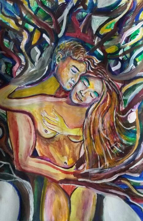 Painting titled "L'arbre de l'amour" by Andrea Schimböck-Marock, Original Artwork