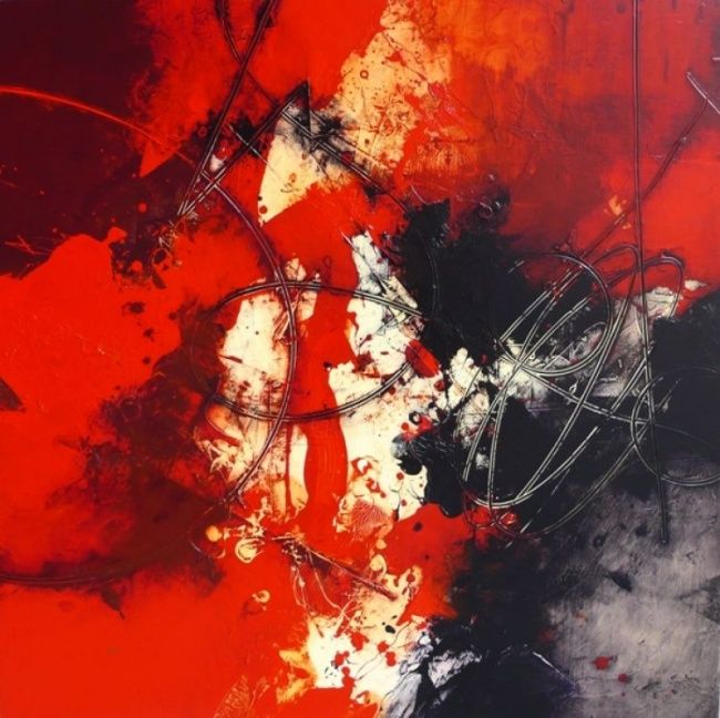 Peinture intitulée "Arrondissement rouge" par Belleau, Œuvre d'art originale