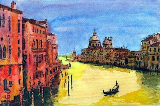 Malerei mit dem Titel "Venise 02" von Jean-Luc Bellini, Original-Kunstwerk, Öl