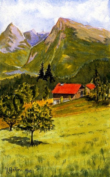 Peinture intitulée "La montagna di mio…" par Jean-Luc Bellini, Œuvre d'art originale