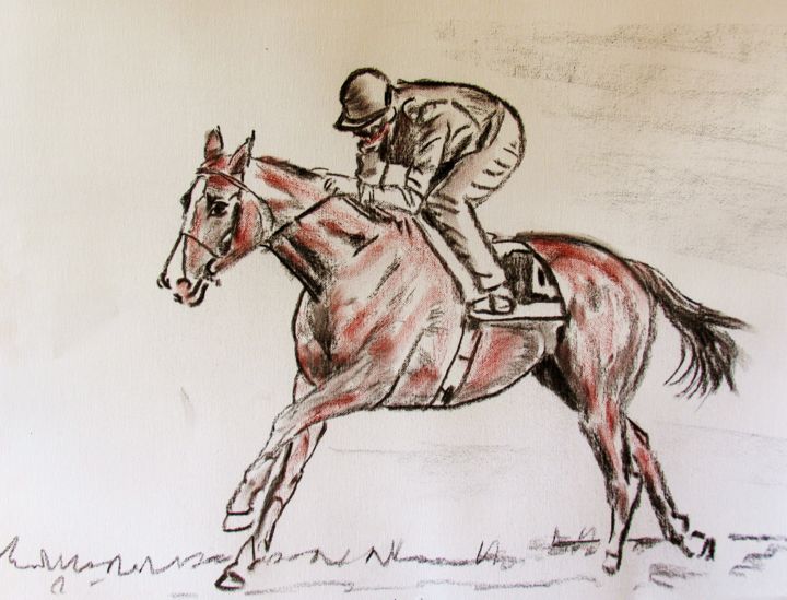 Dessin intitulée "cheval-etude-2" par Jean-Luc Bellini, Œuvre d'art originale, Craie