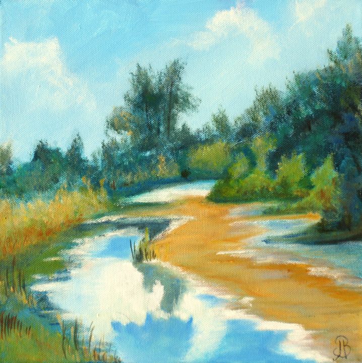 Peinture intitulée "Le Ruisseau, Norman…" par Jean-Luc Bellini, Œuvre d'art originale, Huile