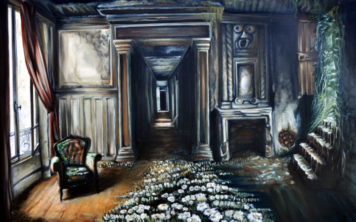 Peinture intitulée "Floor flowers" par Bellule' Art, Œuvre d'art originale, Huile Monté sur Châssis en bois