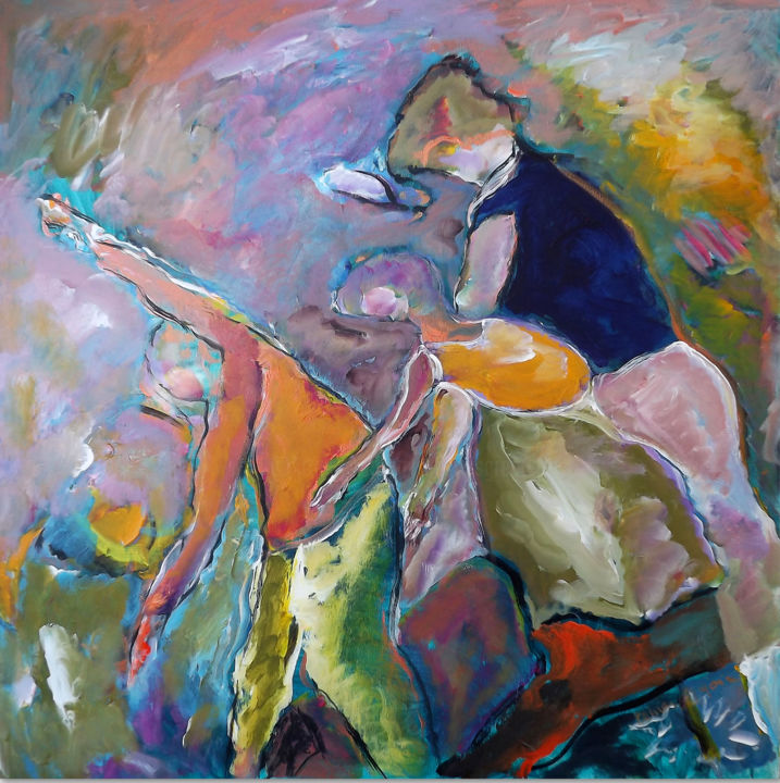 Painting titled "0888-19-danseurs.jpg" by Claudine Gregoire (Claudine BELMAS-GREGOIRE), Original Artwork, Acrylic