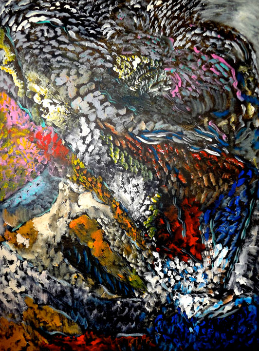 Painting titled "ECLOSION 2" by Claudine Gregoire (Claudine BELMAS-GREGOIRE), Original Artwork, Acrylic