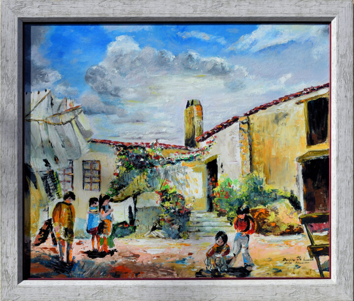 Painting titled "Outeiro da Infância" by Belmiro Pita, Original Artwork, Acrylic