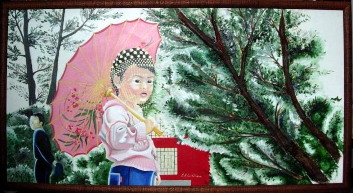 Pittura intitolato "ai giardini" da Cinzia Belmonte, Opera d'arte originale,