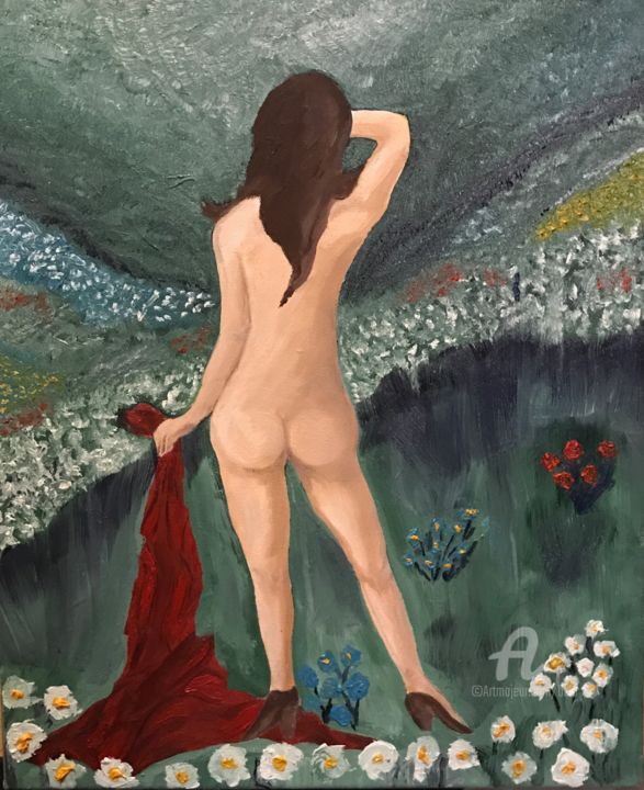 Painting titled ""Jardin"" by David Belo, Original Artwork, Oil