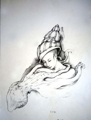 Dessin intitulée "le piege" par Isabelle Belsaï-Huart, Œuvre d'art originale, Crayon
