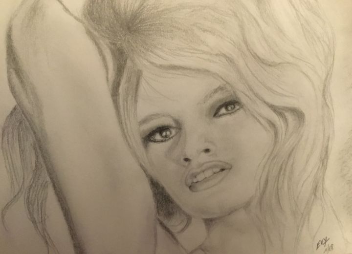 Drawing titled "Brigitte-Bardot.jpeg" by Evelyne Belsens, Original Artwork