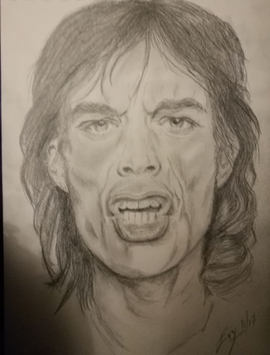 Drawing titled "Mike Jagger.jpeg" by Evelyne Belsens, Original Artwork