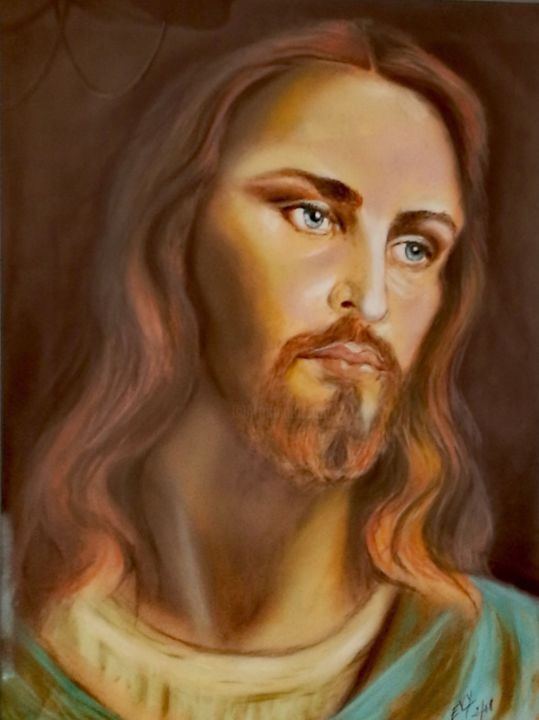 Drawing titled "Jésus Christ.jpeg" by Evelyne Belsens, Original Artwork